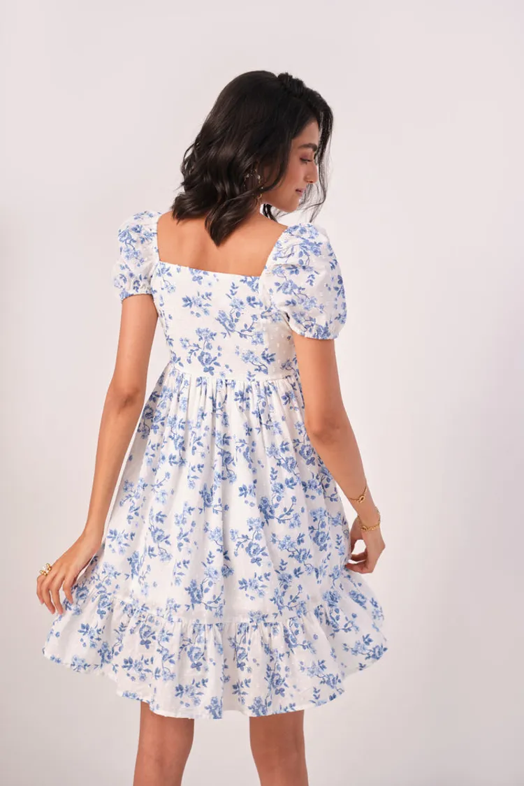 Floral Printed Cotton Mini Dress