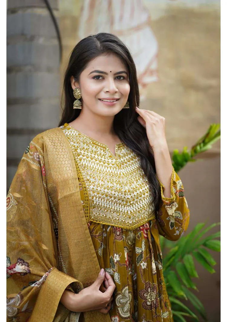 PREMIUM COTTON MUSTARD SUIT 3 PC. SET