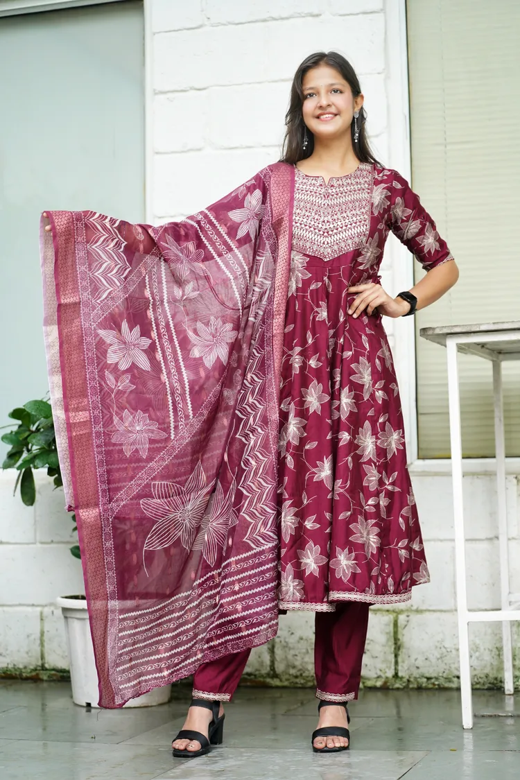 PREMIUM COTTON MAROON SUIT 3 PC. SET