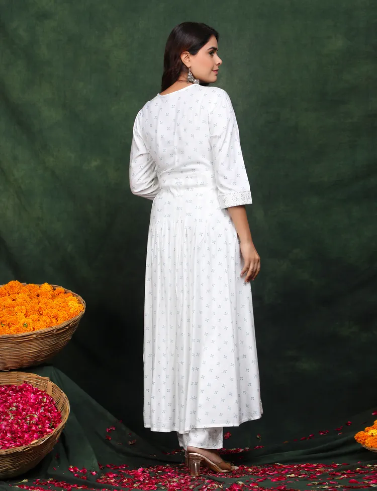 PREMIUM RAYON WHITE ANARKALI SUIT 3 PC. SET