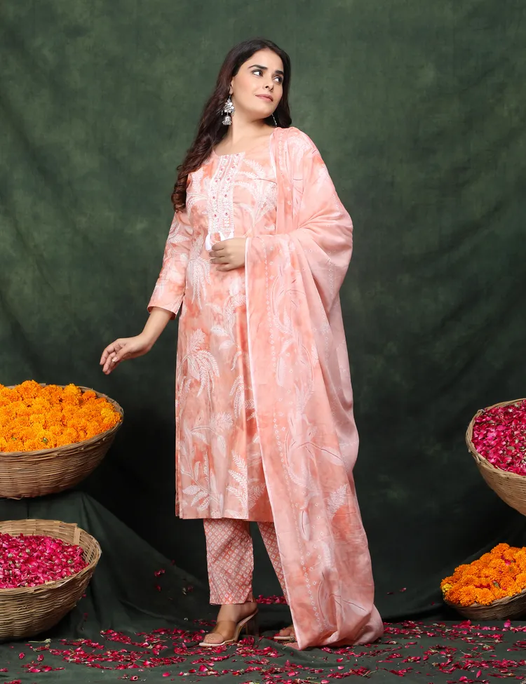 PREMIUM COTTON A-LINE PEACH SUIT 3 PC. SET