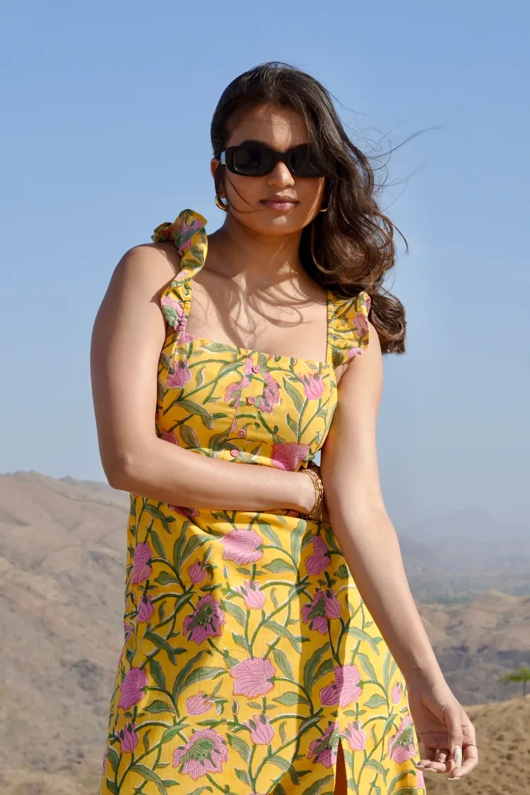 Midi Slit Dress Yellow