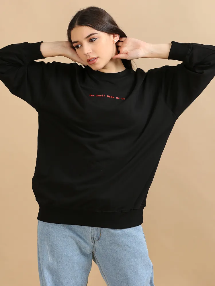 Oversized Graphic Round Neck Pullover Sweatshirt