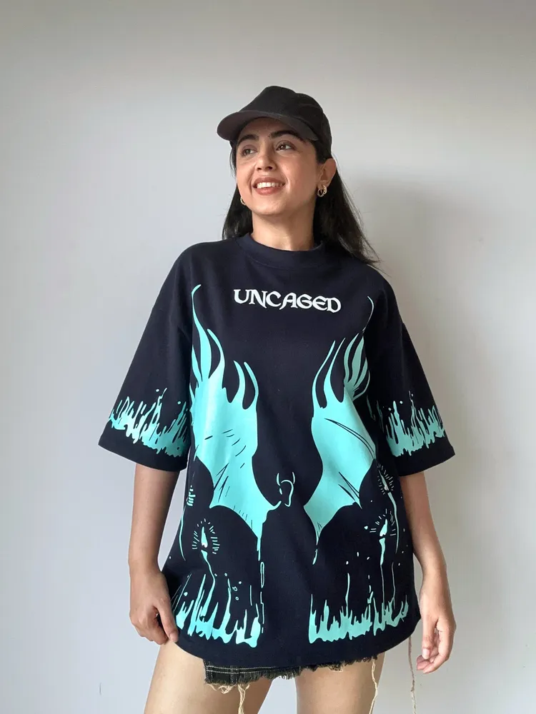 Uncaged Oversized Blue Tshirt