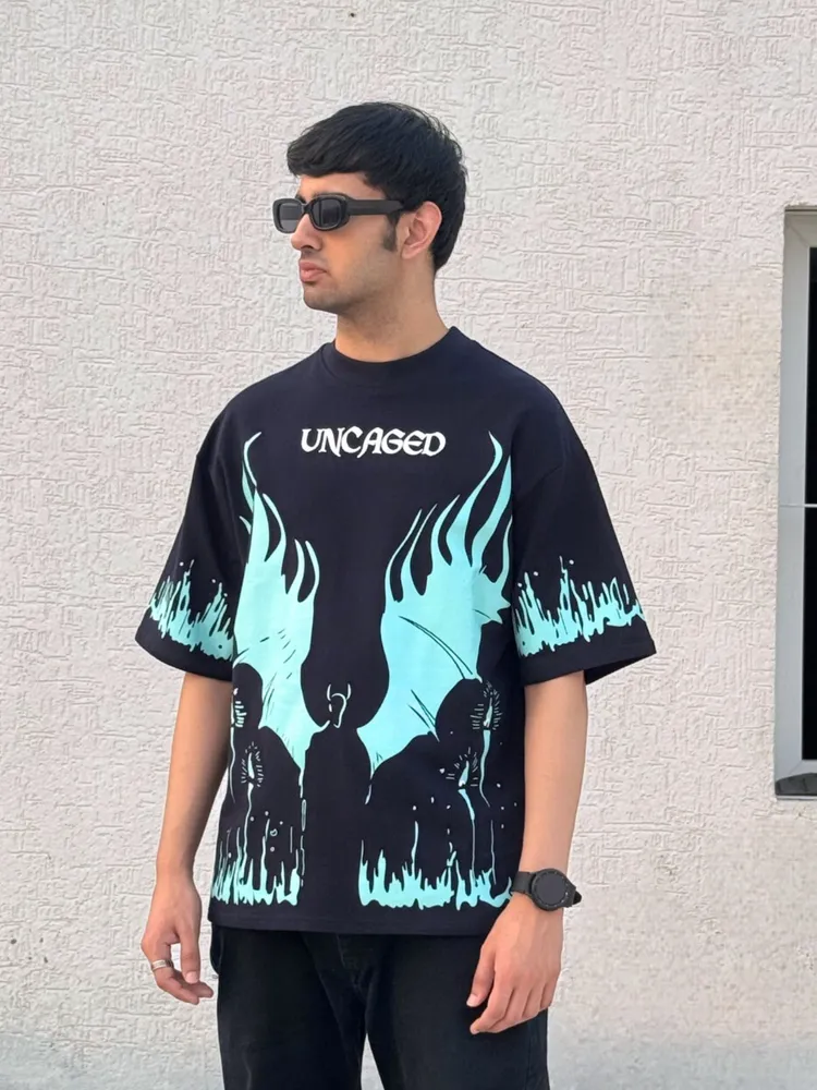 Uncaged Oversized Blue Tshirt