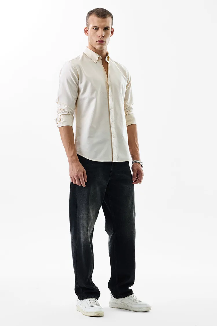 Slim Fit Cotton Core Lab Beige Oxford Shirt