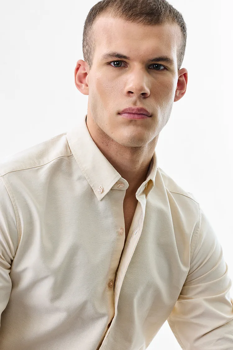 Slim Fit Cotton Core Lab Beige Oxford Shirt