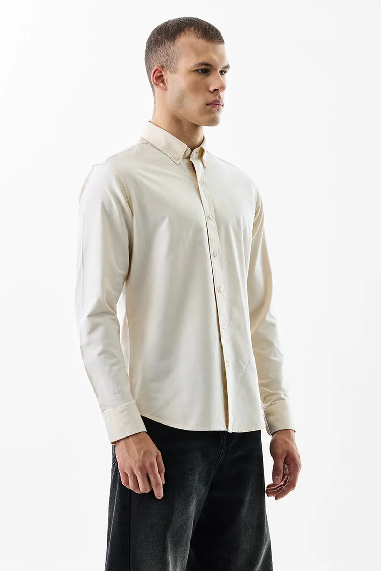 Slim Fit Cotton Core Lab Beige Oxford Shirt