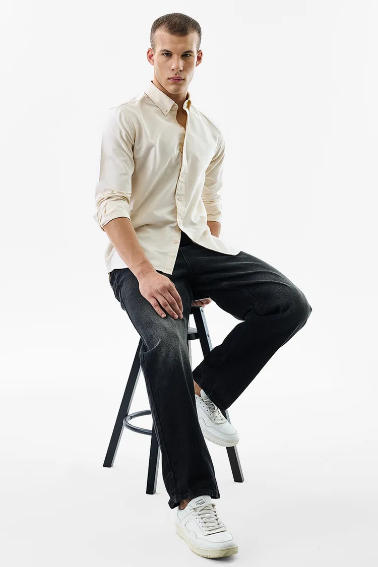 Slim Fit Cotton Core Lab Beige Oxford Shirt