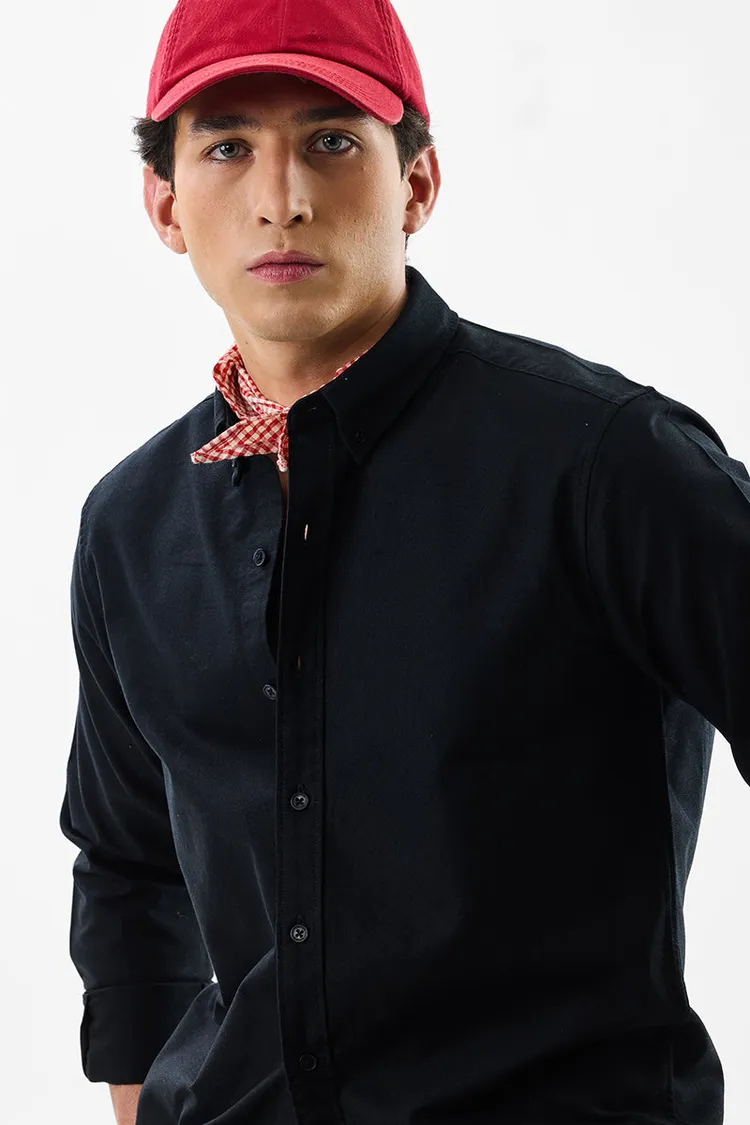 Slim Fit Cotton Core Lab Black Oxford Shirt