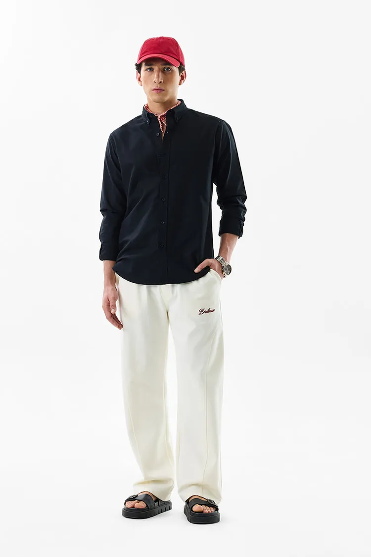 Slim Fit Cotton Core Lab Black Oxford Shirt