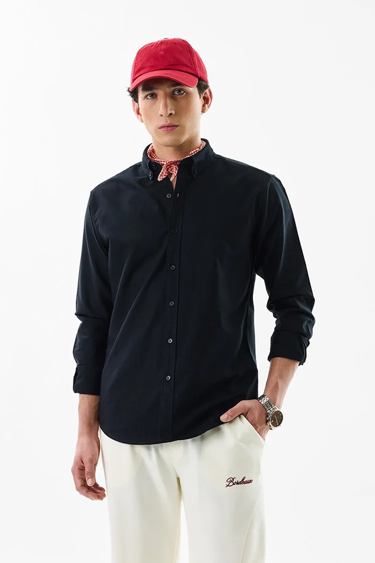 Slim Fit Cotton Core Lab Black Oxford Shirt