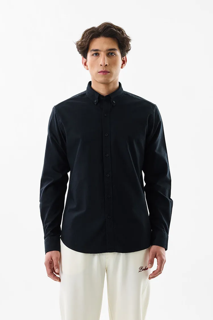 Slim Fit Cotton Core Lab Black Oxford Shirt