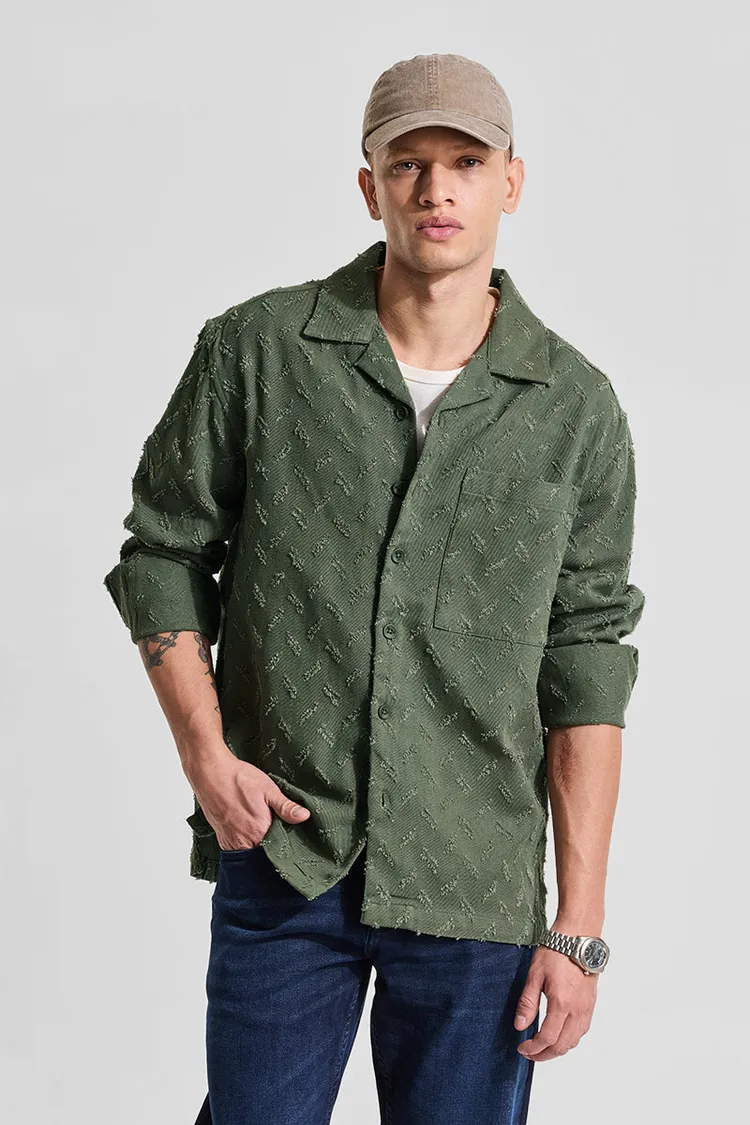 Snitch Green Textured Relaxed Fit Overshirt