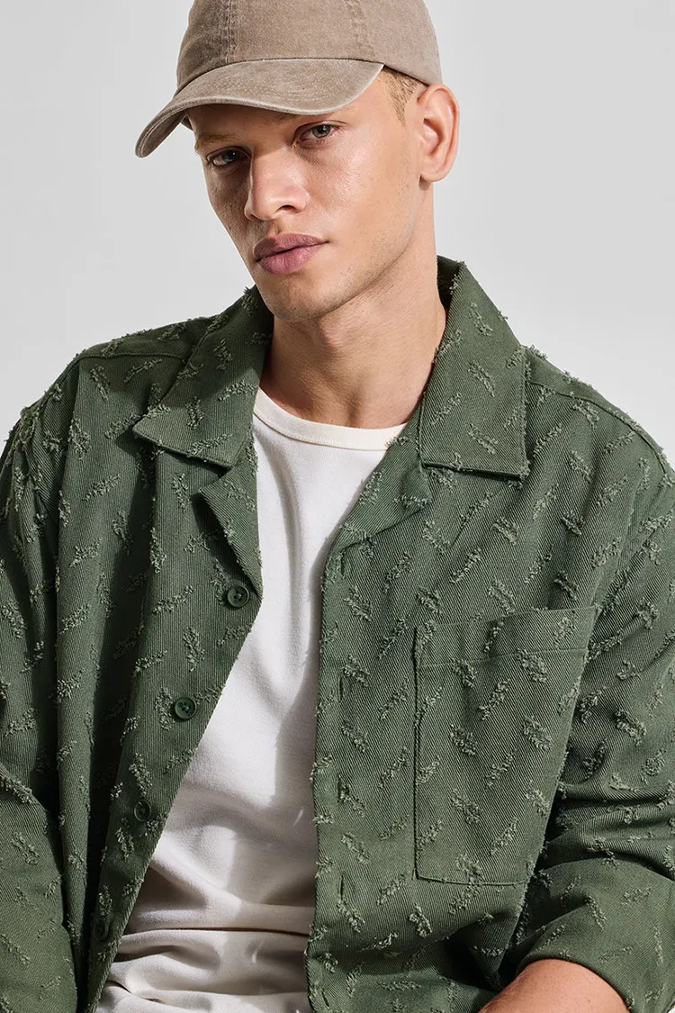 Snitch Green Textured Relaxed Fit Overshirt