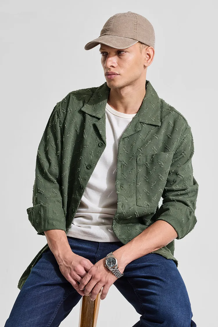 Snitch Green Textured Relaxed Fit Overshirt