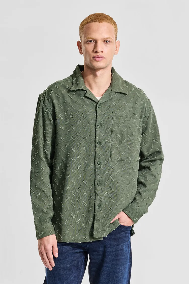 Snitch Green Textured Relaxed Fit Overshirt