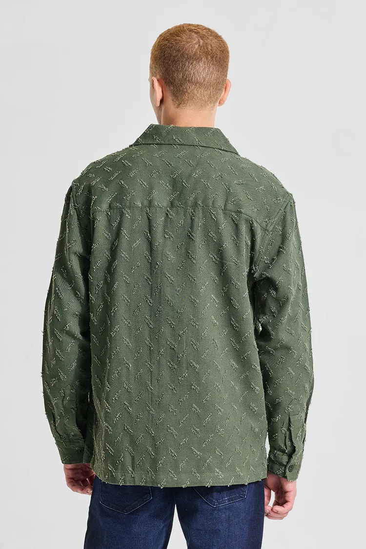 Snitch Green Textured Relaxed Fit Overshirt