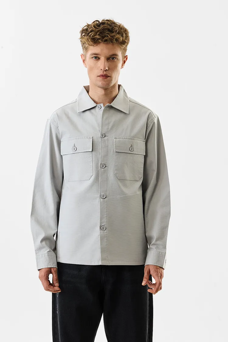 Relaxed Fit Stretch Light Grey Overshirt