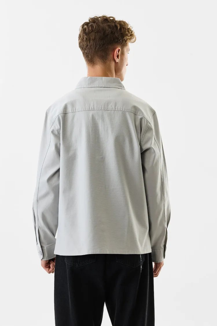 Relaxed Fit Stretch Light Grey Overshirt