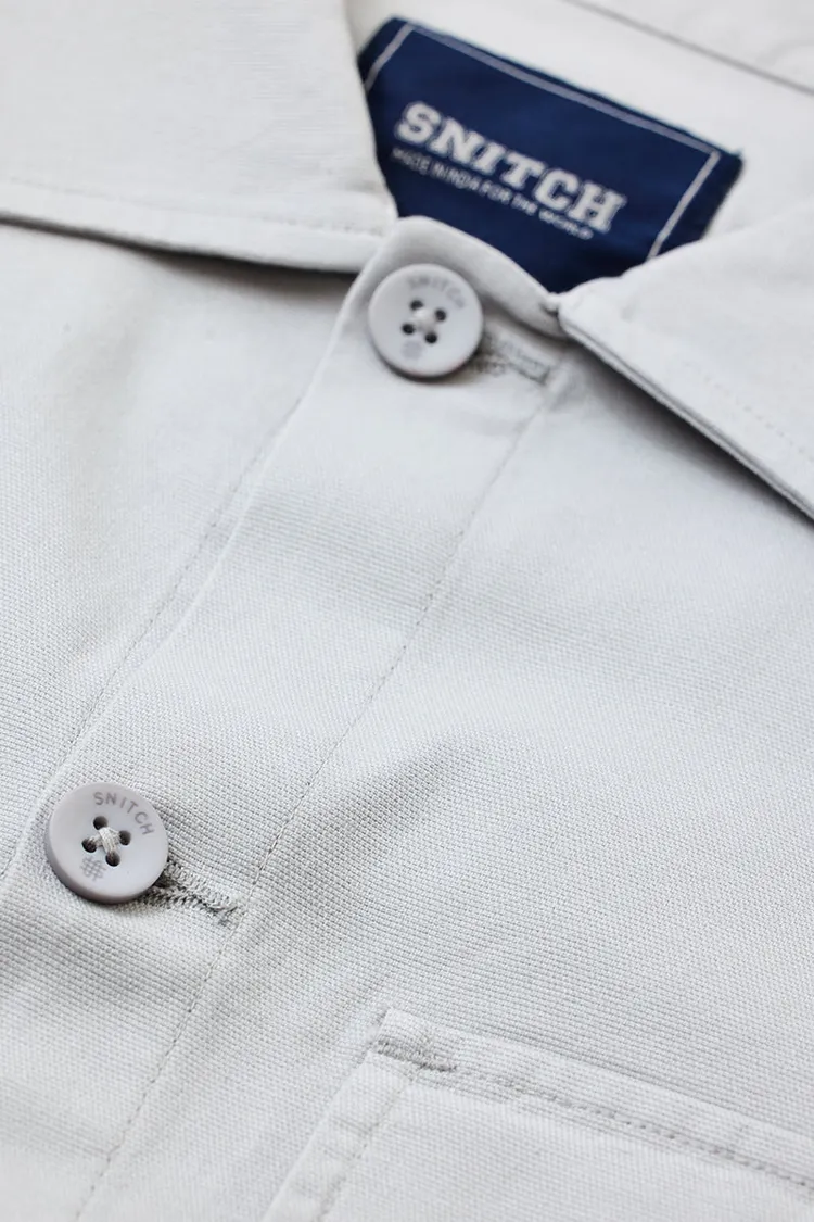 Relaxed Fit Stretch Light Grey Overshirt