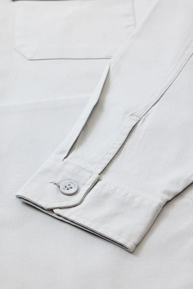 Relaxed Fit Stretch Light Grey Overshirt