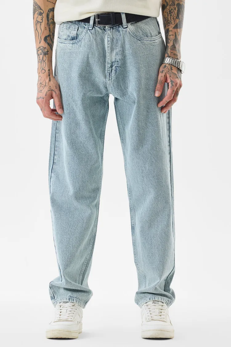 Light Blue Mid Rise Baggy Fit Jeans