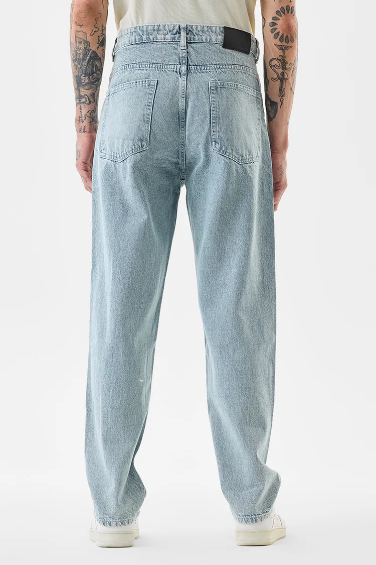 Light Blue Mid Rise Baggy Fit Jeans
