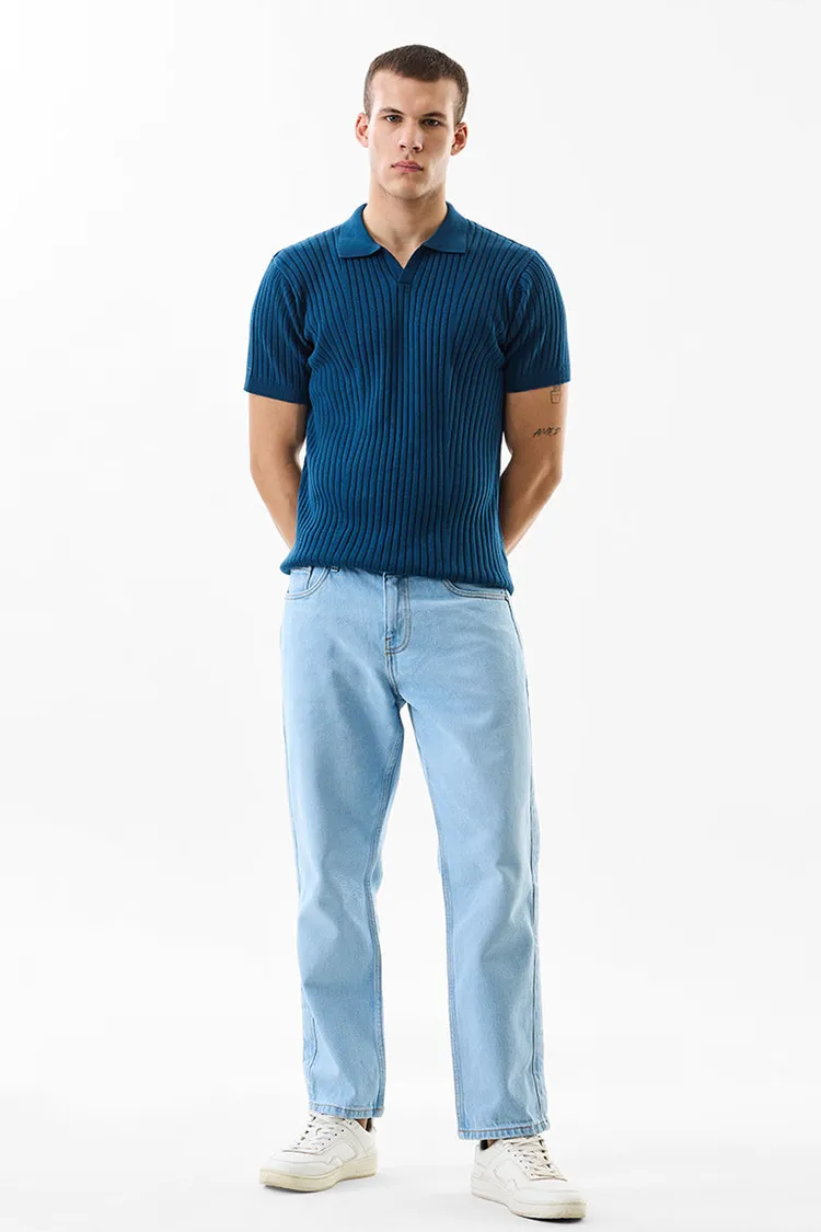 Snitch Baggy Fit Mid Rise Light Blue Jeans