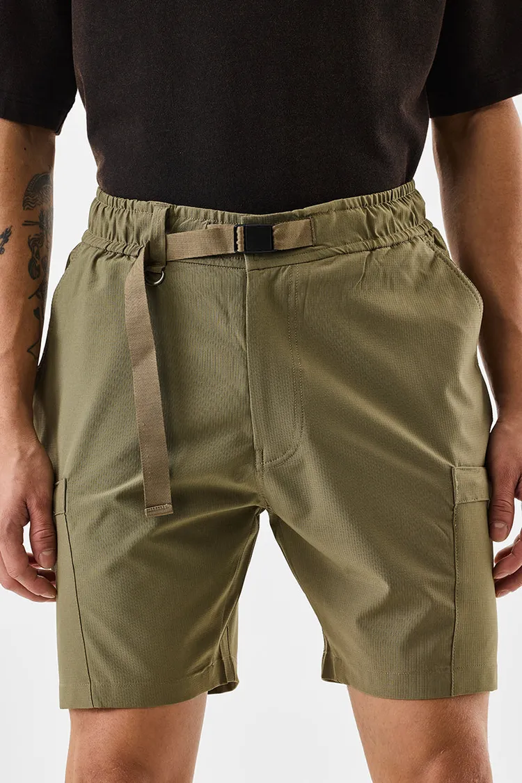 Snitch Regular Fit Stretch Olive Cargo Shorts