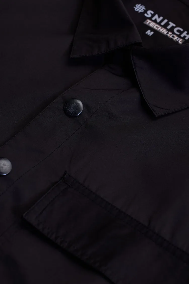Snitch Black Multi Pocket Relaxed Fit Overshirt