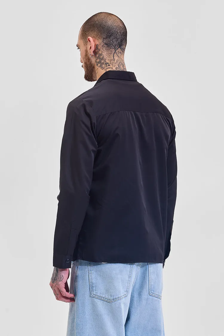 Snitch Black Multi Pocket Relaxed Fit Overshirt