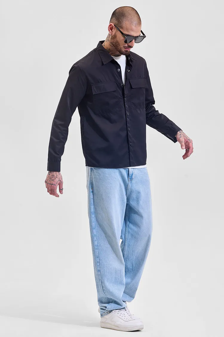 Snitch Black Multi Pocket Relaxed Fit Overshirt