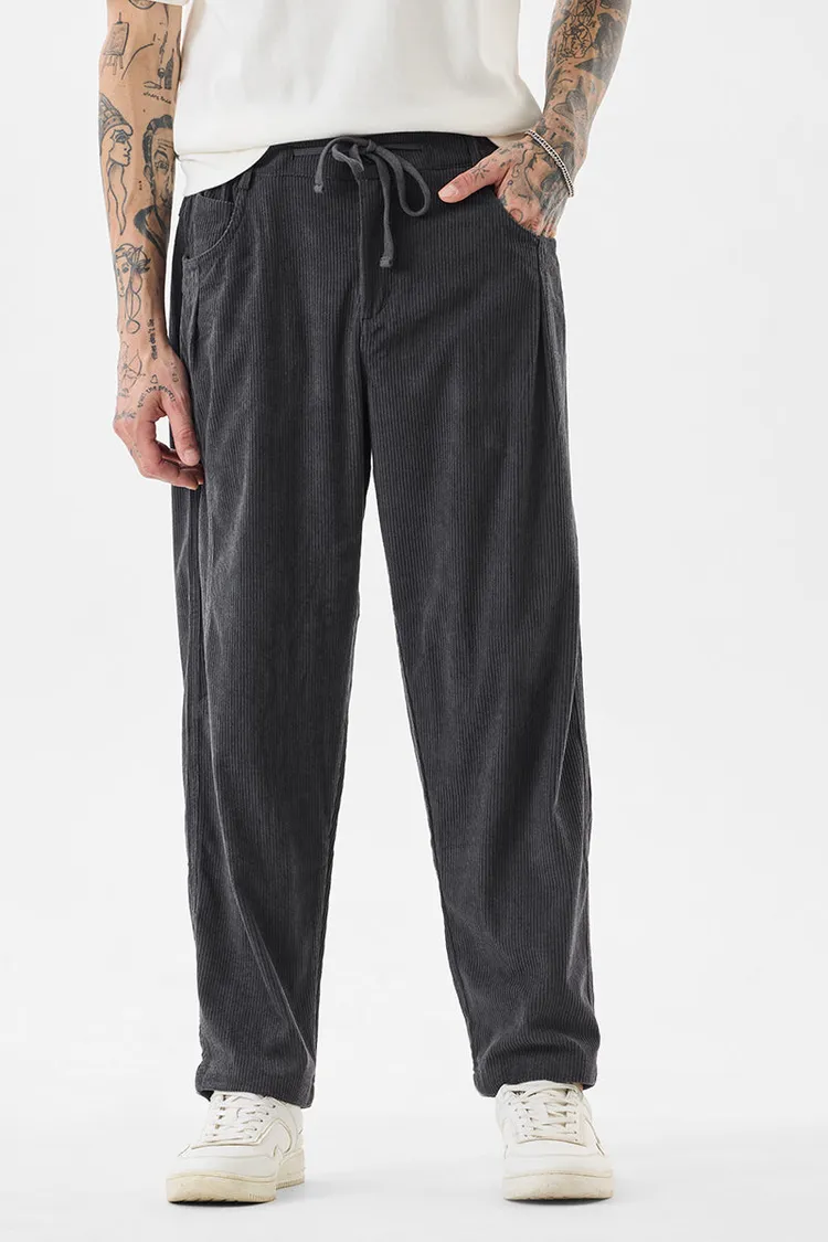 Relaxed Fit Mid Rise Black Trousers