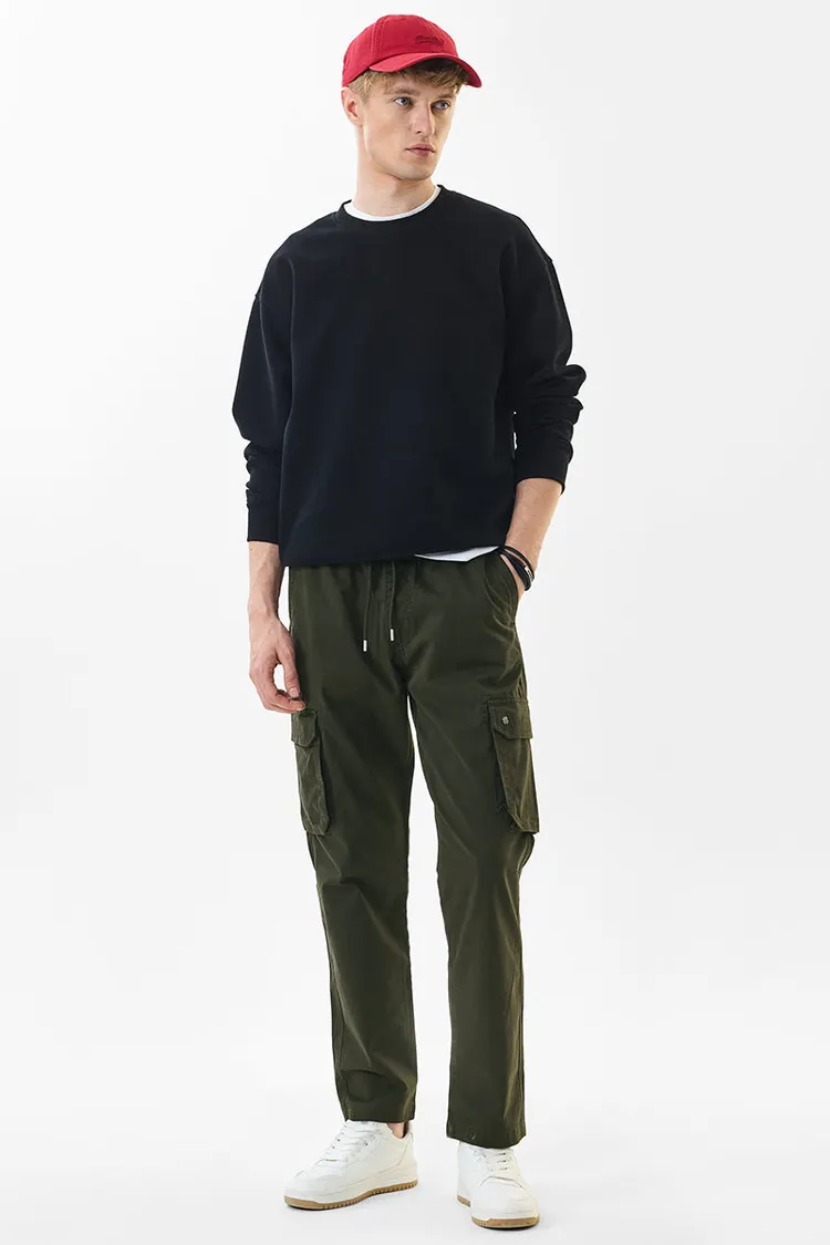 Regular Fit Stretch Green Cargo Pants