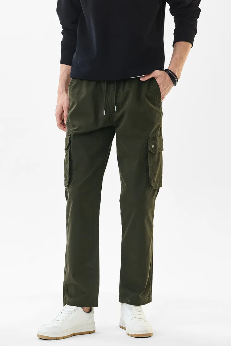 Regular Fit Stretch Green Cargo Pants