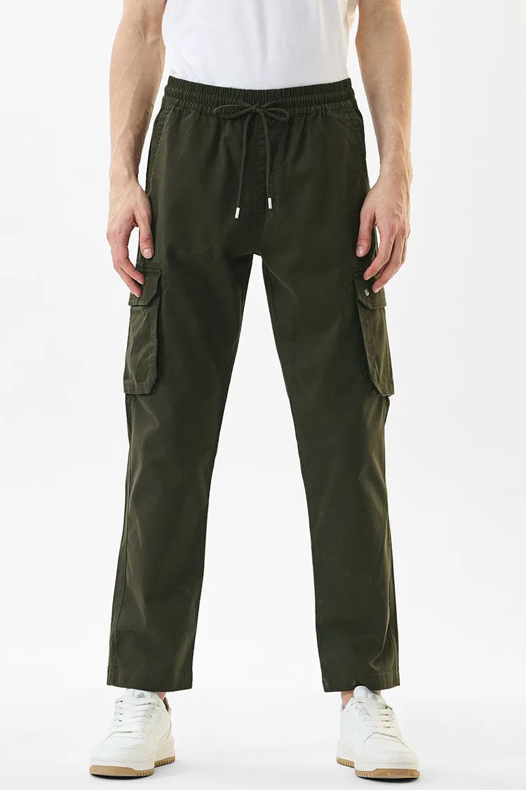 Regular Fit Stretch Green Cargo Pants