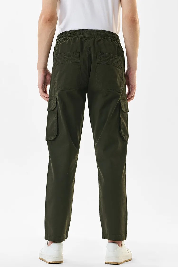 Regular Fit Stretch Green Cargo Pants