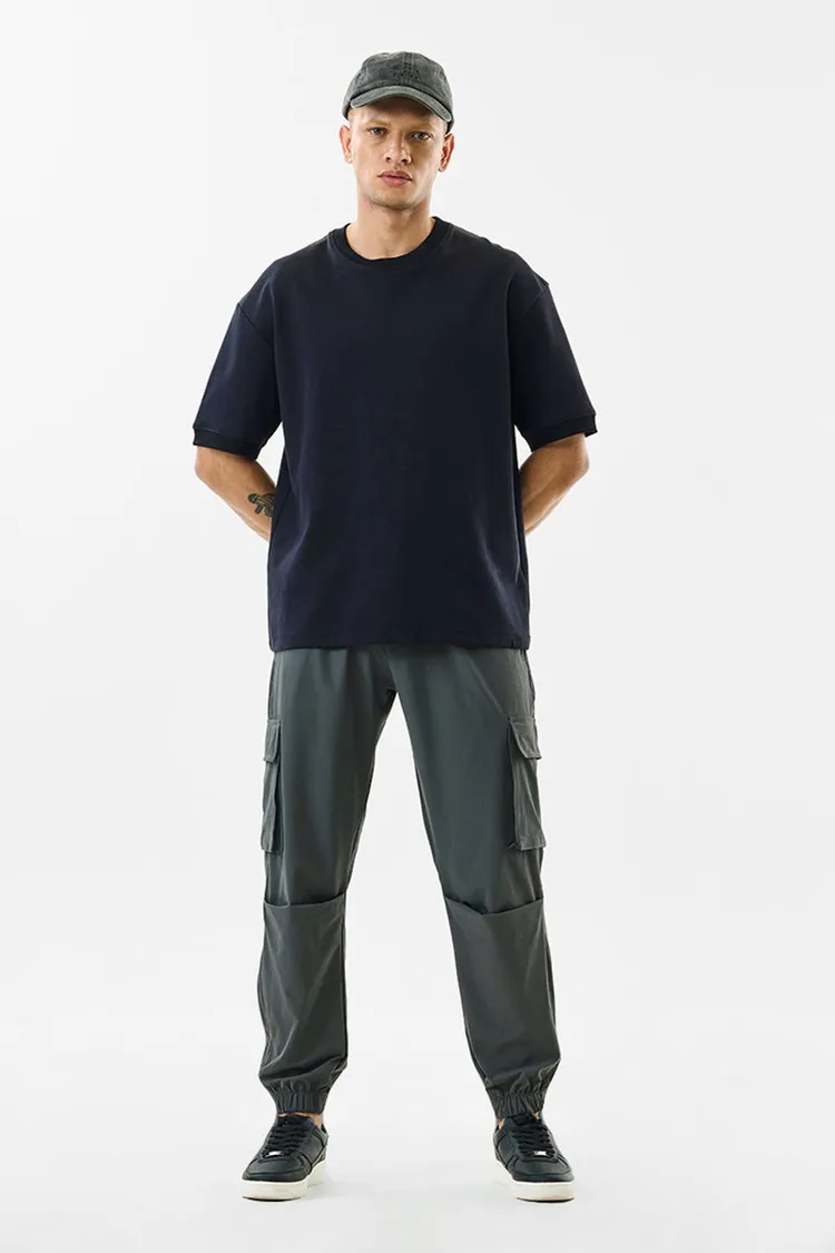 Relaxed Fit Stretch Dark Grey Cargo Joggers