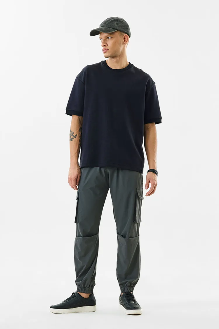 Relaxed Fit Stretch Dark Grey Cargo Joggers