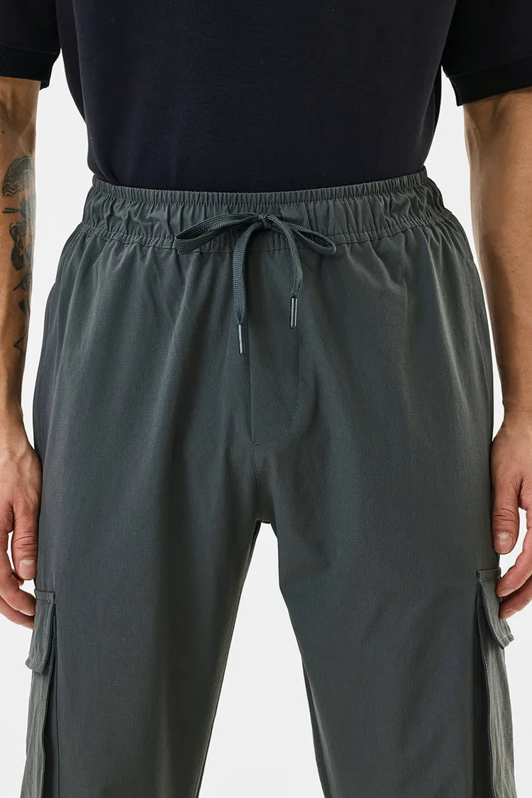 Relaxed Fit Stretch Dark Grey Cargo Joggers
