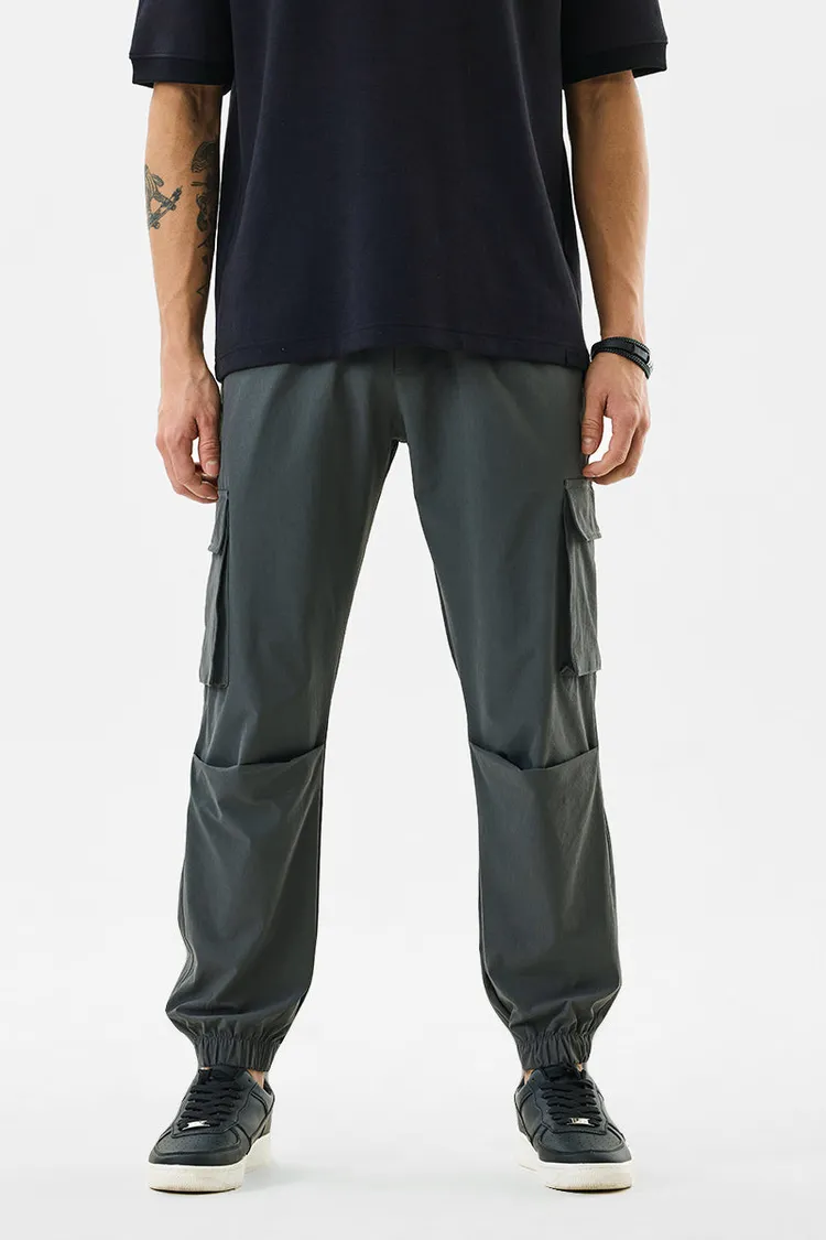 Relaxed Fit Stretch Dark Grey Cargo Joggers