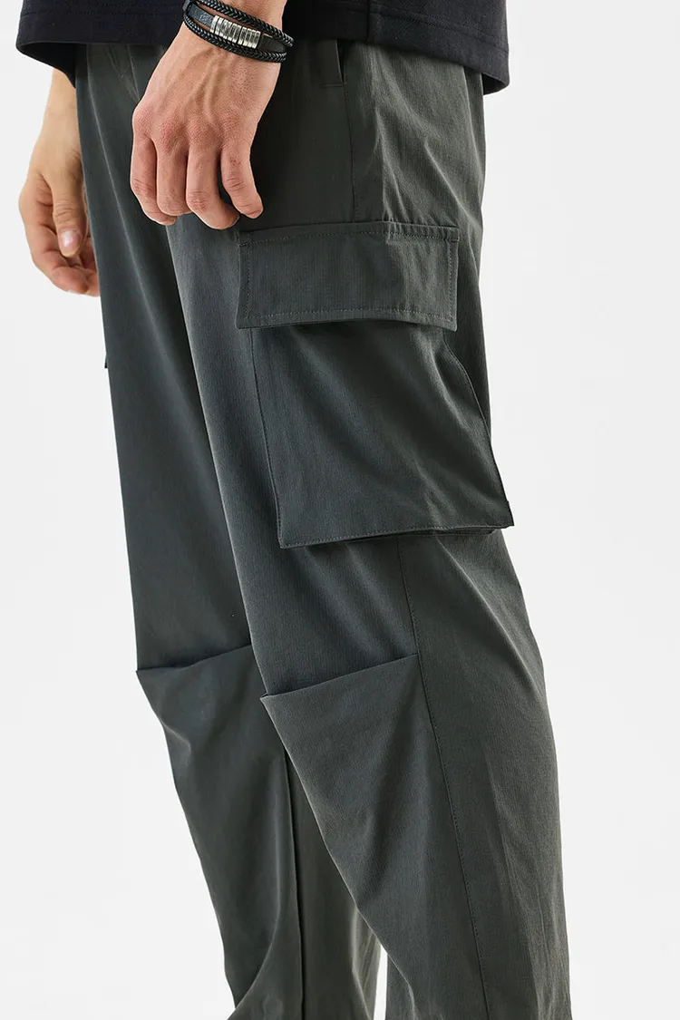 Relaxed Fit Stretch Dark Grey Cargo Joggers