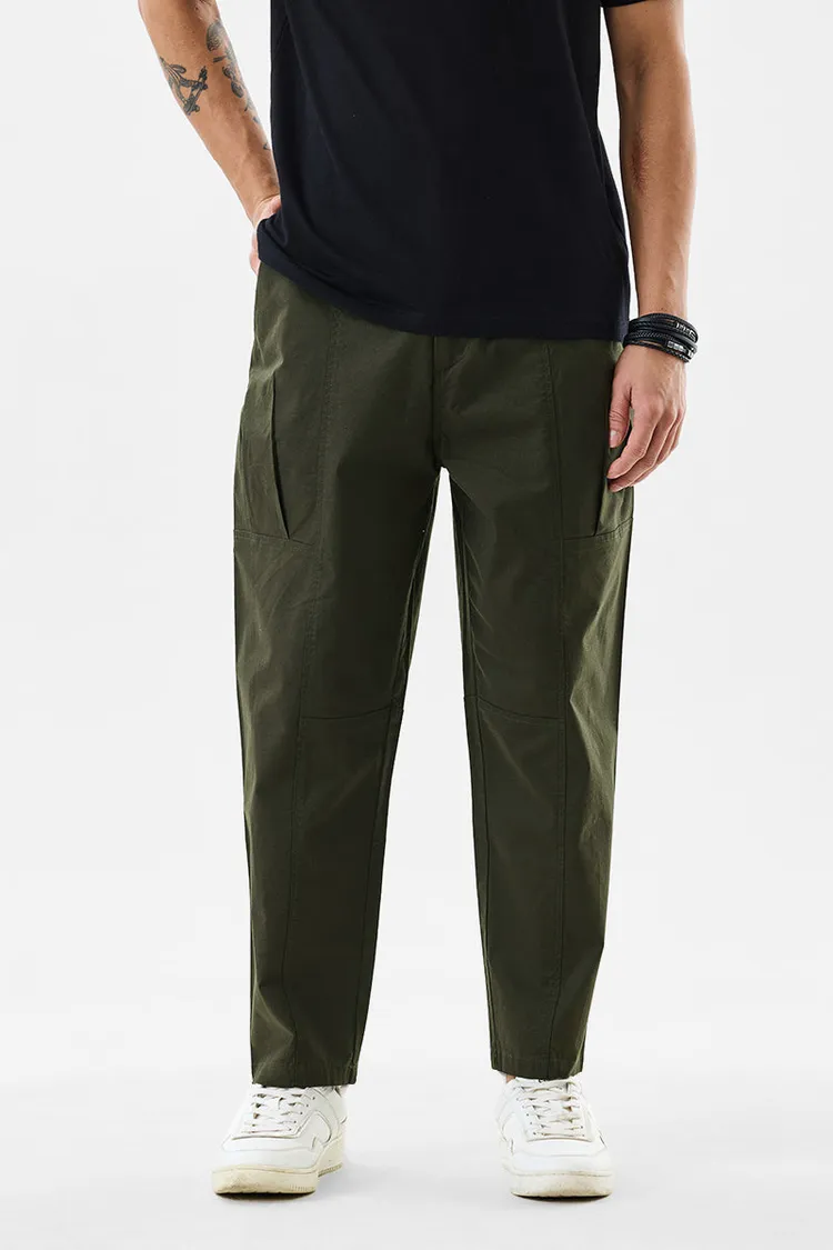 Snitch Relaxed Fit Stretch Olive Green Trousers