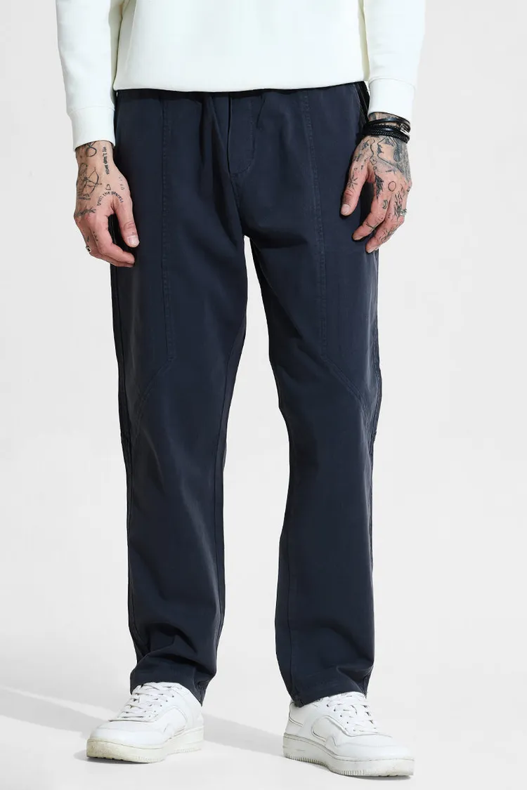 Dark Blue Relaxed Fit Trousers
