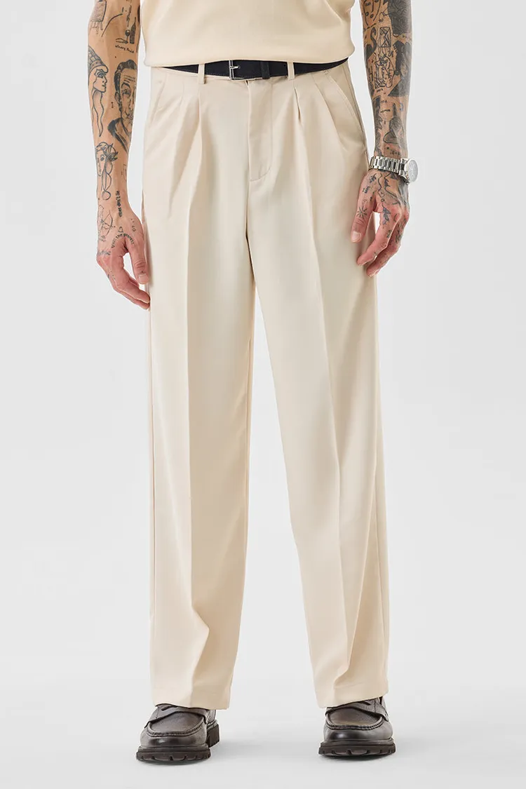 Relaxed Fit Stretch Beige Trousers