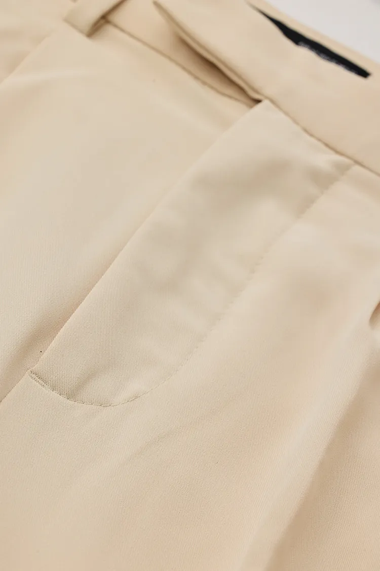 Relaxed Fit Stretch Beige Trousers