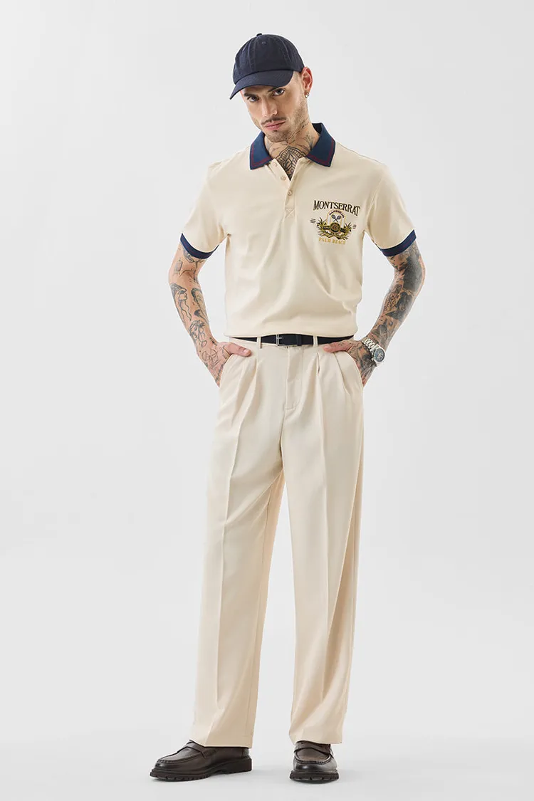 Relaxed Fit Stretch Beige Trousers