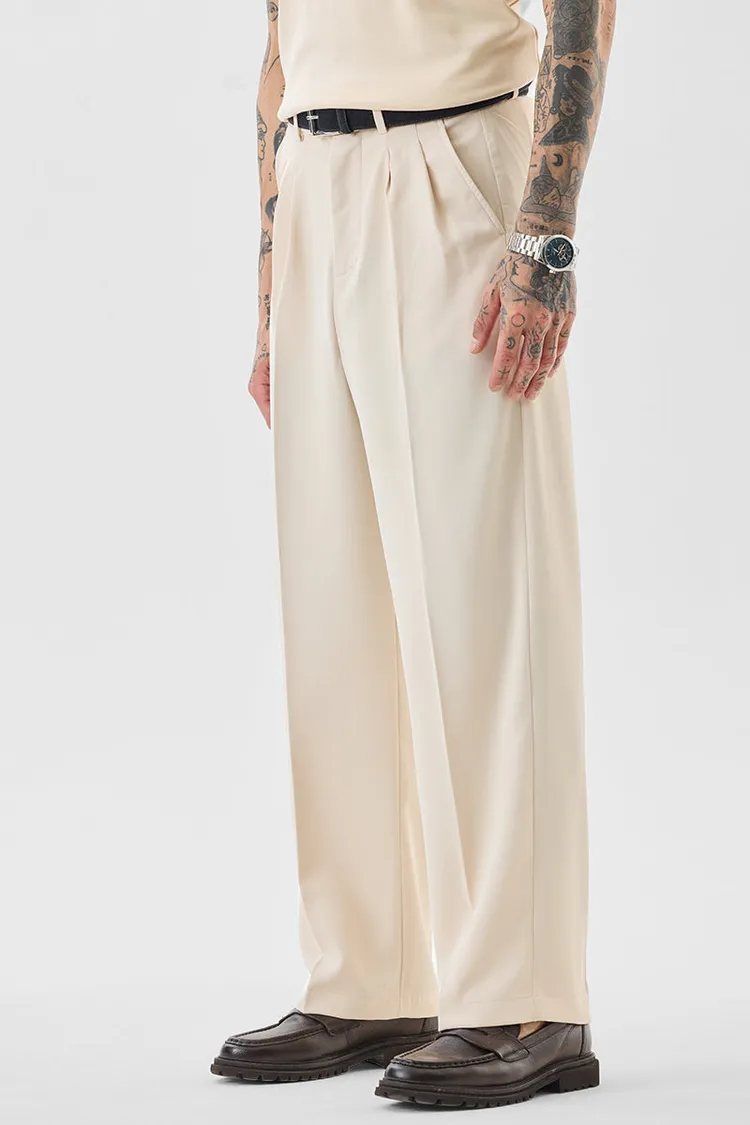 Relaxed Fit Stretch Beige Trousers