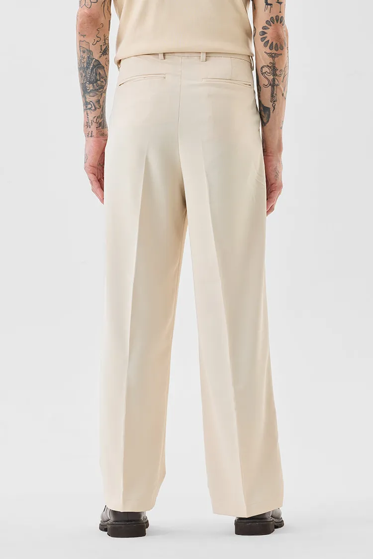 Relaxed Fit Stretch Beige Trousers
